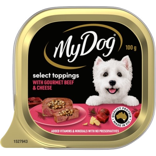 Adult Wet Dog Food Select Toppings with Gourmet Beef & Cheese 100g Tray image 1