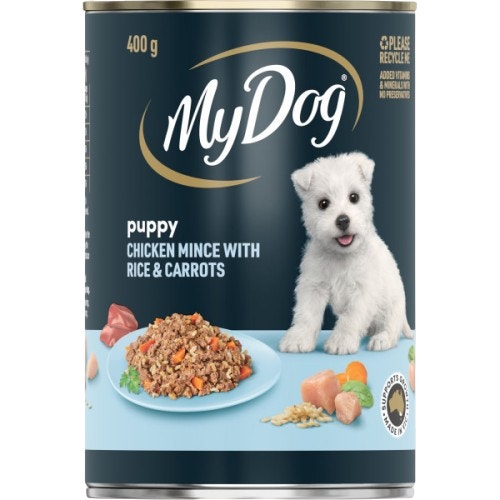 Puppy Wet Dog Food Chicken Mince with Rice & Carrots 400g Can image 1