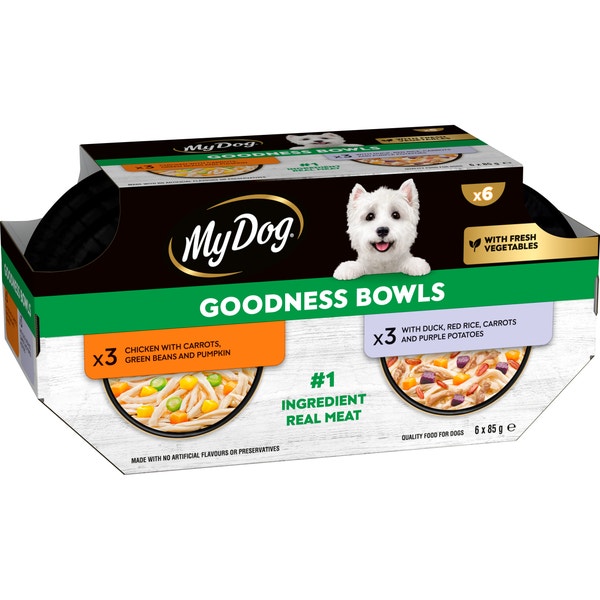 MY DOG Goodness Bowl Chicken, with Duck and Vegetables Variety Pack 6x85g image 1